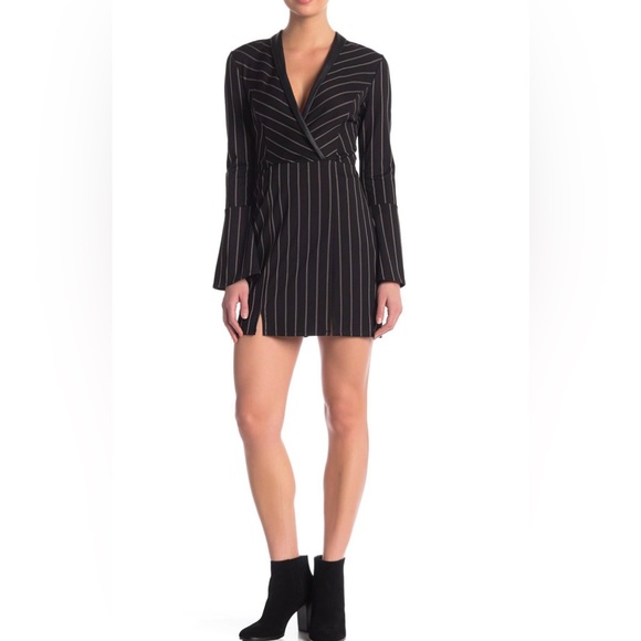 NWT, BCBGeneration Striped Surplice Tuxedo Dress - Picture 2 of 16
